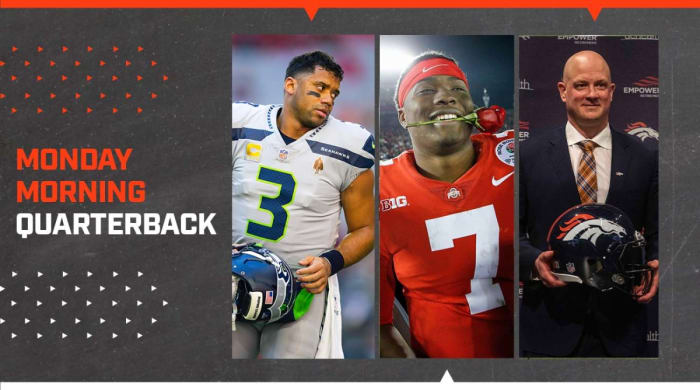 Russell Wilson, Dwayne Haskins and Nathaniel Hackett